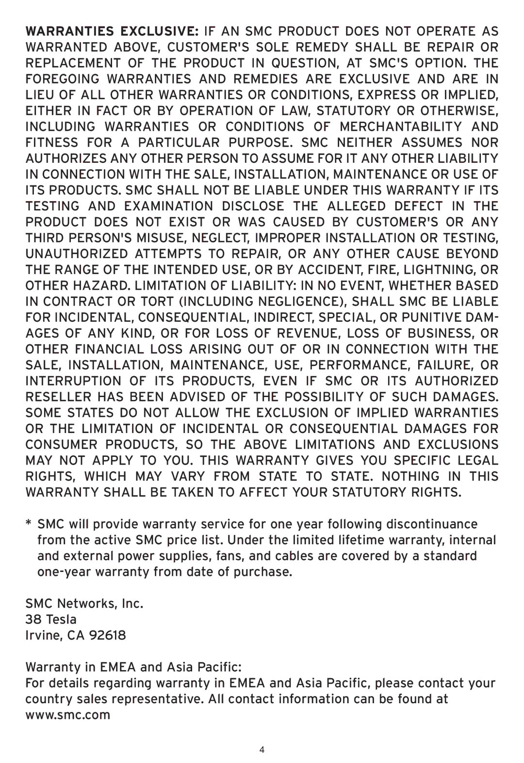 SMC Networks SMCWHSG44-G manual 