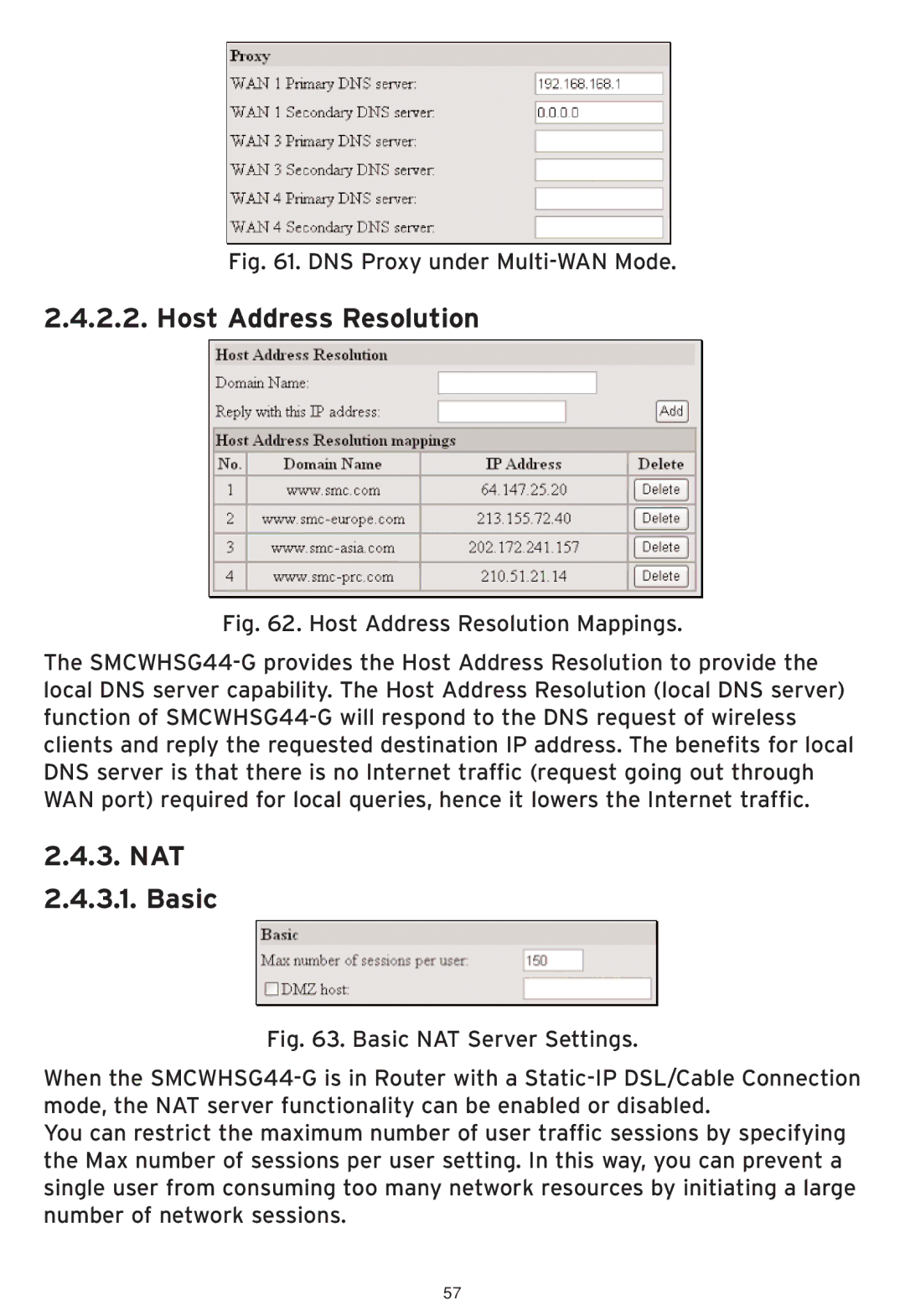 SMC Networks SMCWHSG44-G manual Host Address Resolution, NAT Basic 