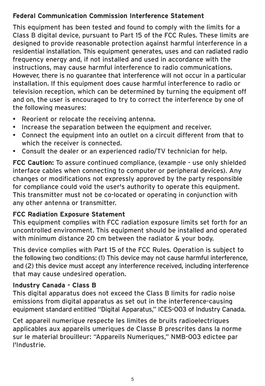 SMC Networks SMCWHSG44-G manual Federal Communication Commission Interference Statement, FCC Radiation Exposure Statement 