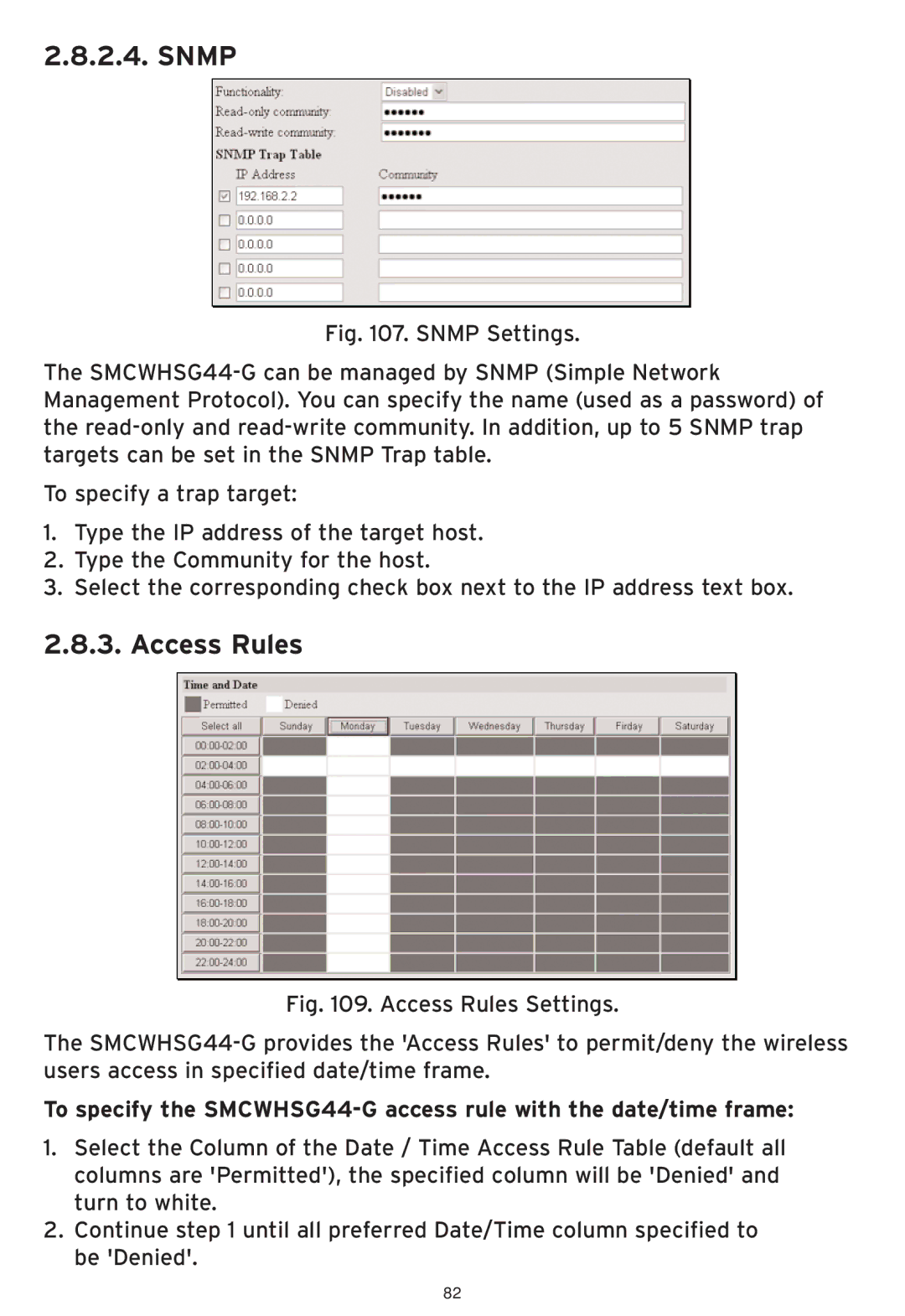 SMC Networks SMCWHSG44-G manual Snmp, Access Rules 