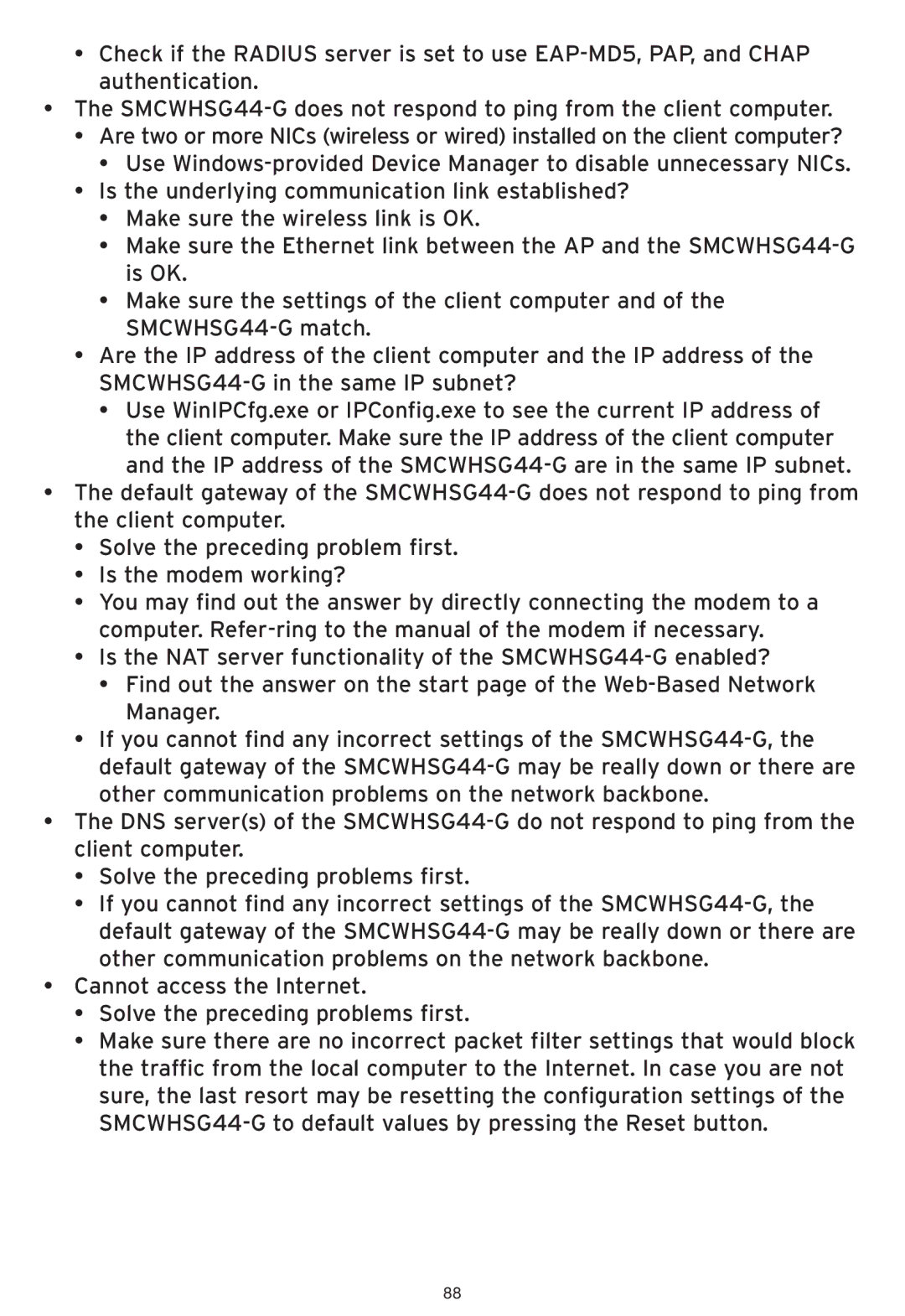 SMC Networks SMCWHSG44-G manual 