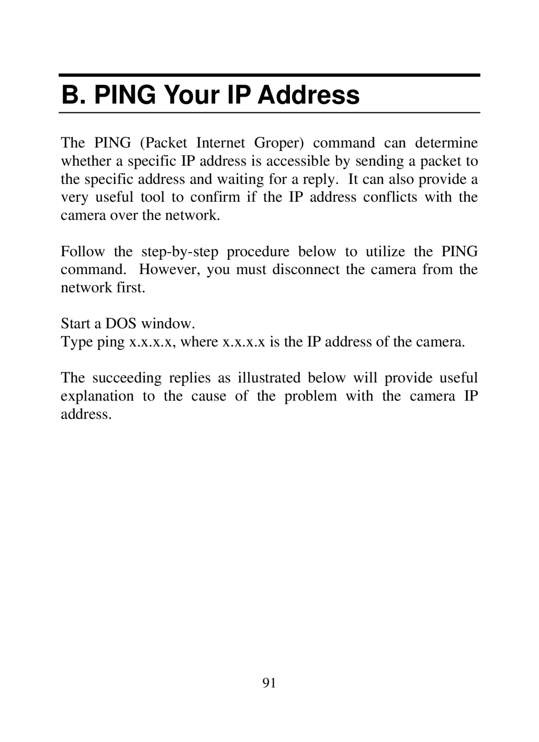 SMC Networks SMCWIPCAM-G manual Ping Your IP Address 