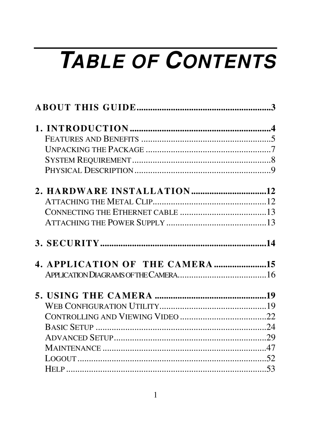 SMC Networks SMCWIPCAM-G manual Table of Contents 