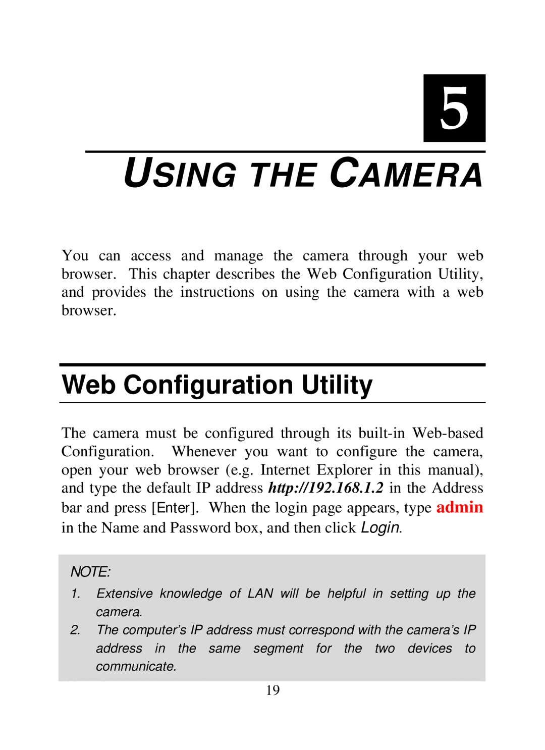 SMC Networks SMCWIPCAM-G manual Using the Camera, Web Configuration Utility 