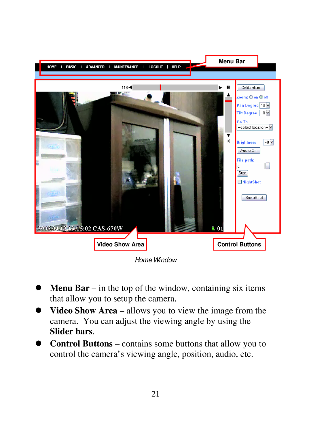 SMC Networks SMCWIPCAM-G manual Home Window 