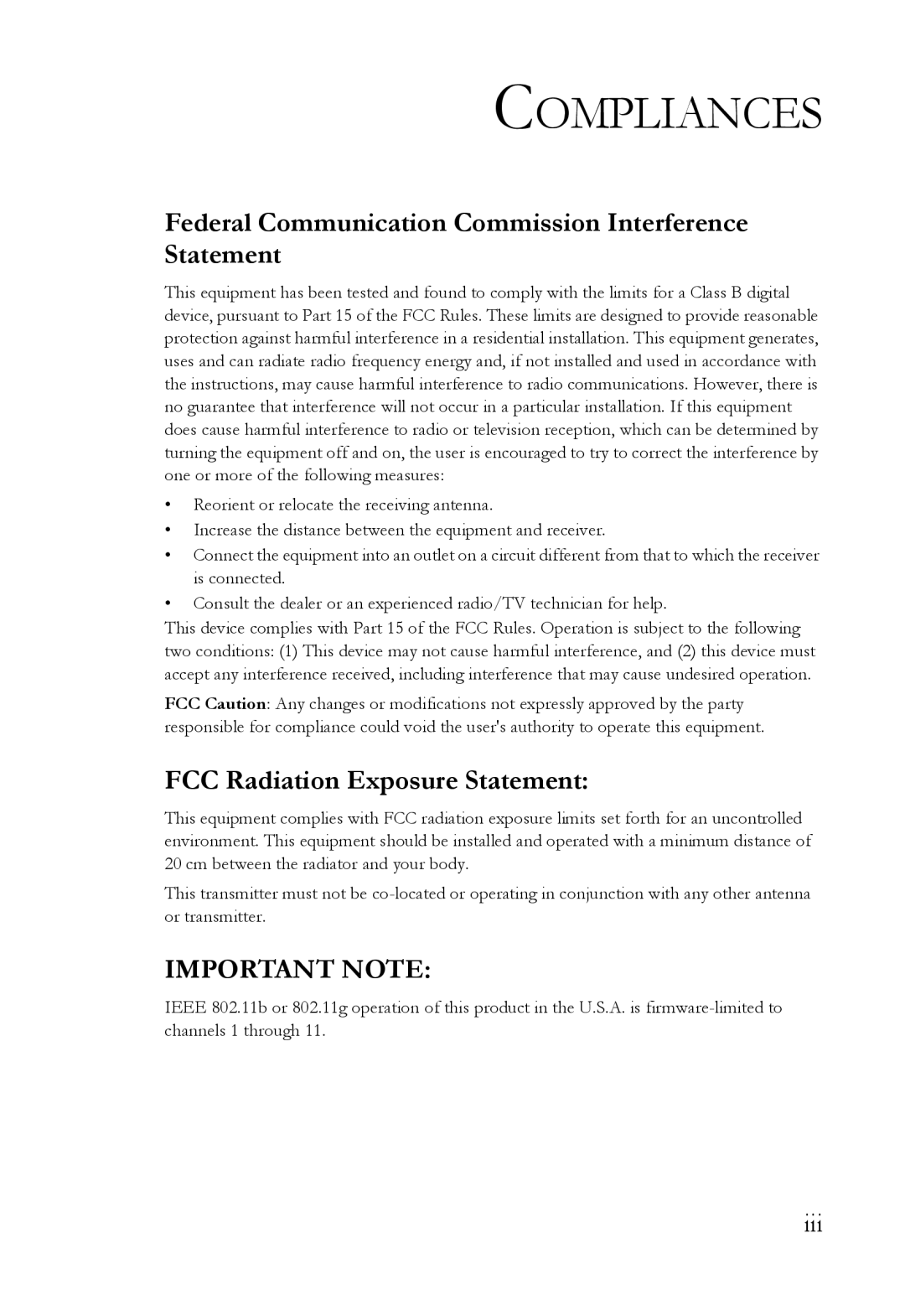 SMC Networks SMCWIPCAM-G manual Compliances 