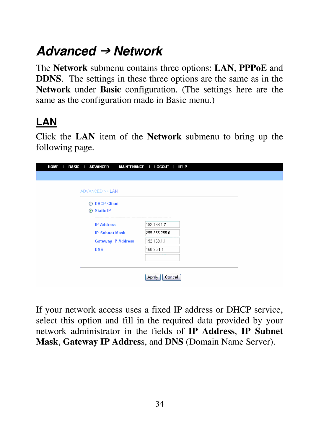 SMC Networks SMCWIPCAM-G manual Advanced J Network, Lan 