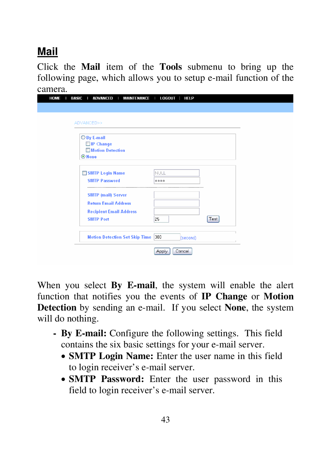 SMC Networks SMCWIPCAM-G manual Mail 