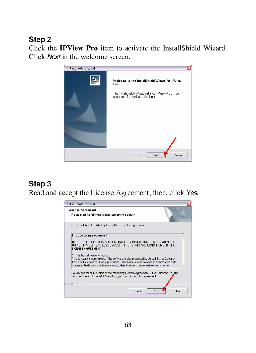 SMC Networks SMCWIPCAM-G manual Read and accept the License Agreement then, click Yes 