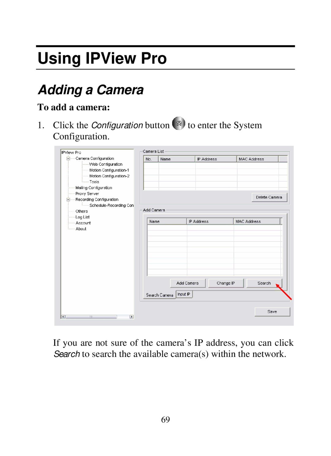 SMC Networks SMCWIPCAM-G manual Using IPView Pro, Adding a Camera 