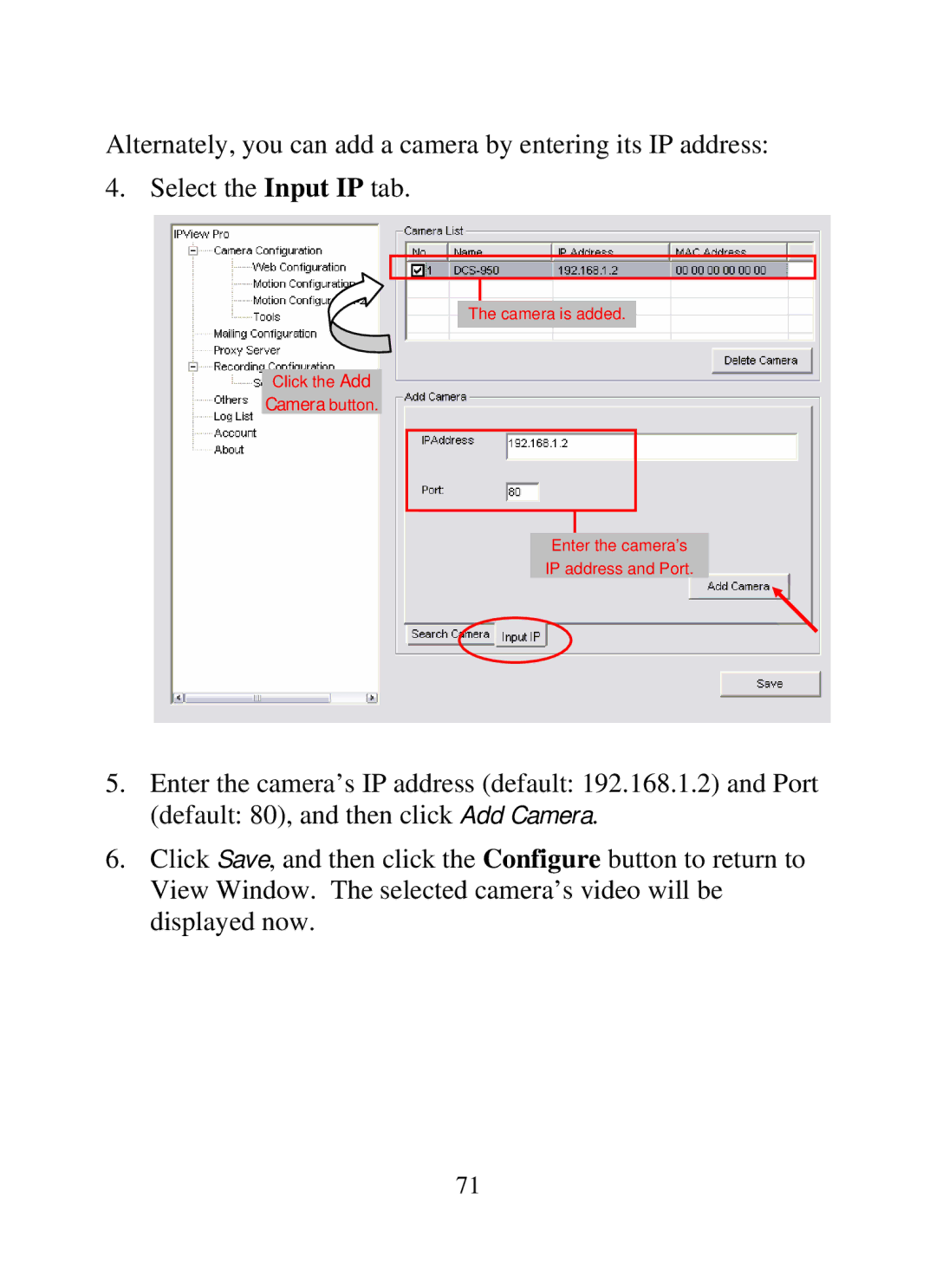 SMC Networks SMCWIPCAM-G manual Enter the camera’s IP address and Port 