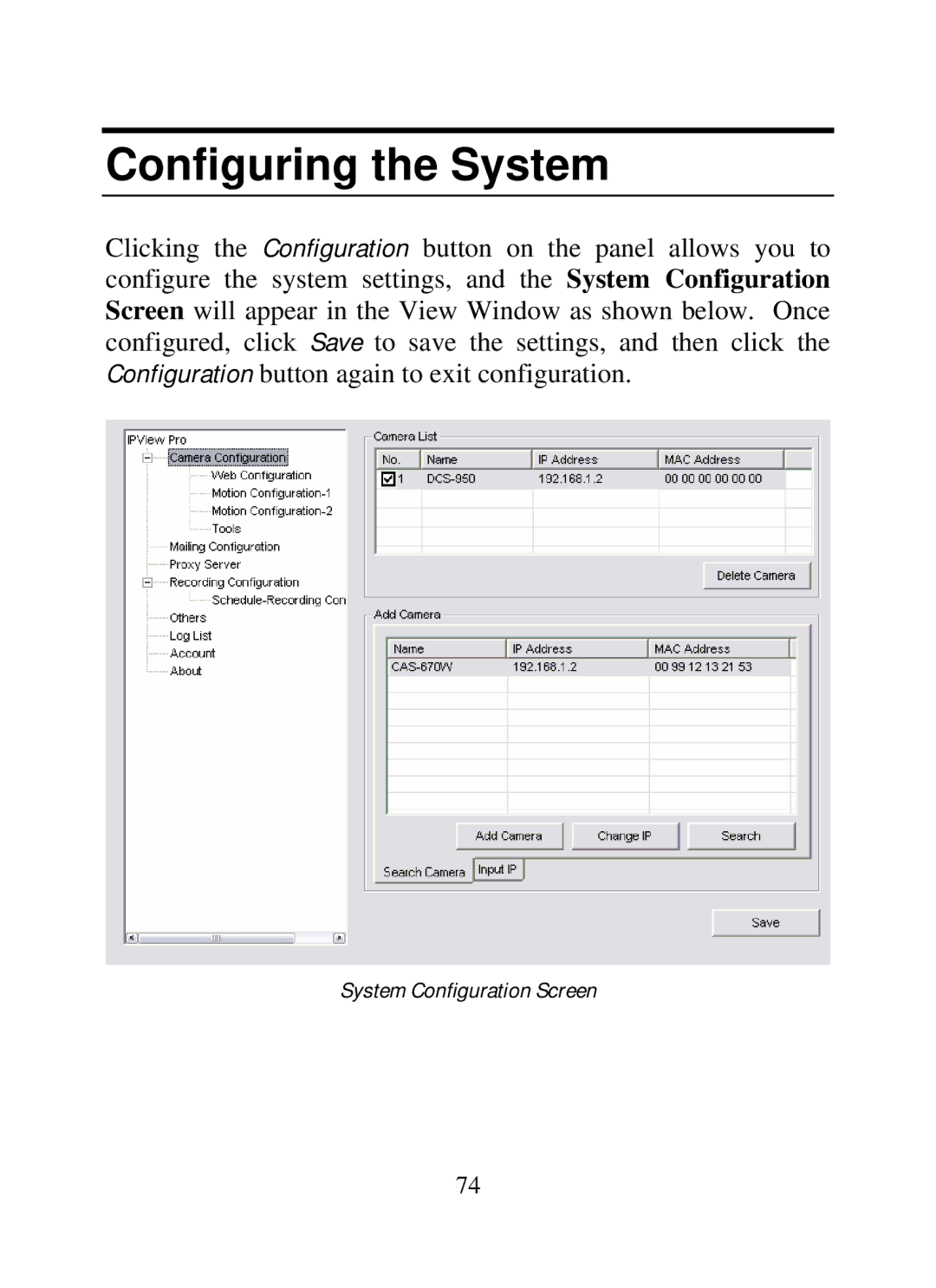 SMC Networks SMCWIPCAM-G manual Configuring the System 