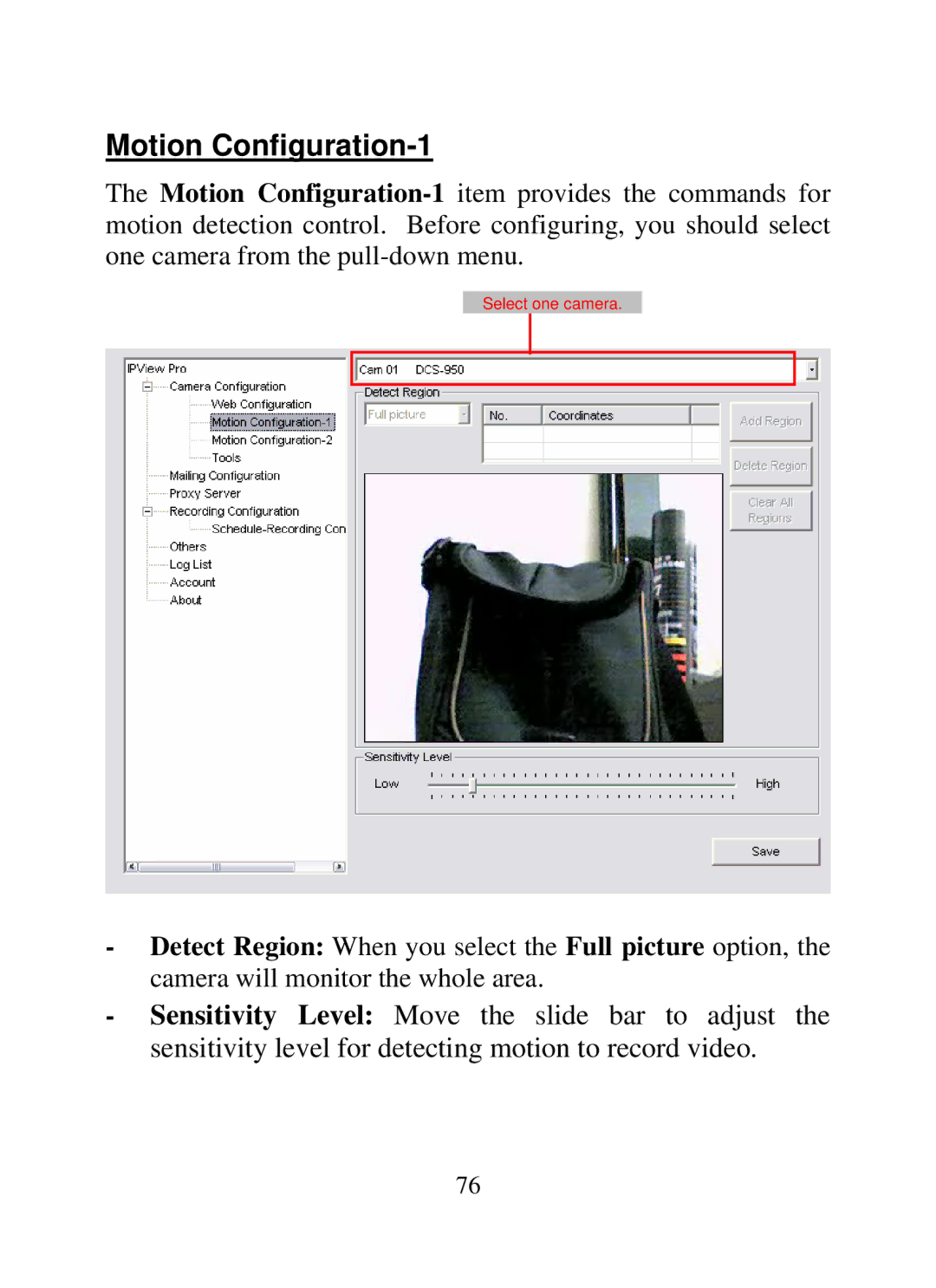 SMC Networks SMCWIPCAM-G manual Motion Configuration-1 