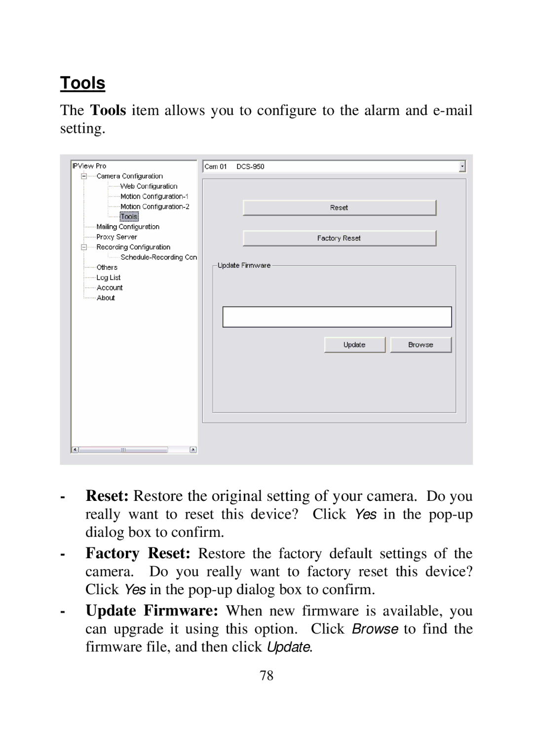 SMC Networks SMCWIPCAM-G manual Tools 