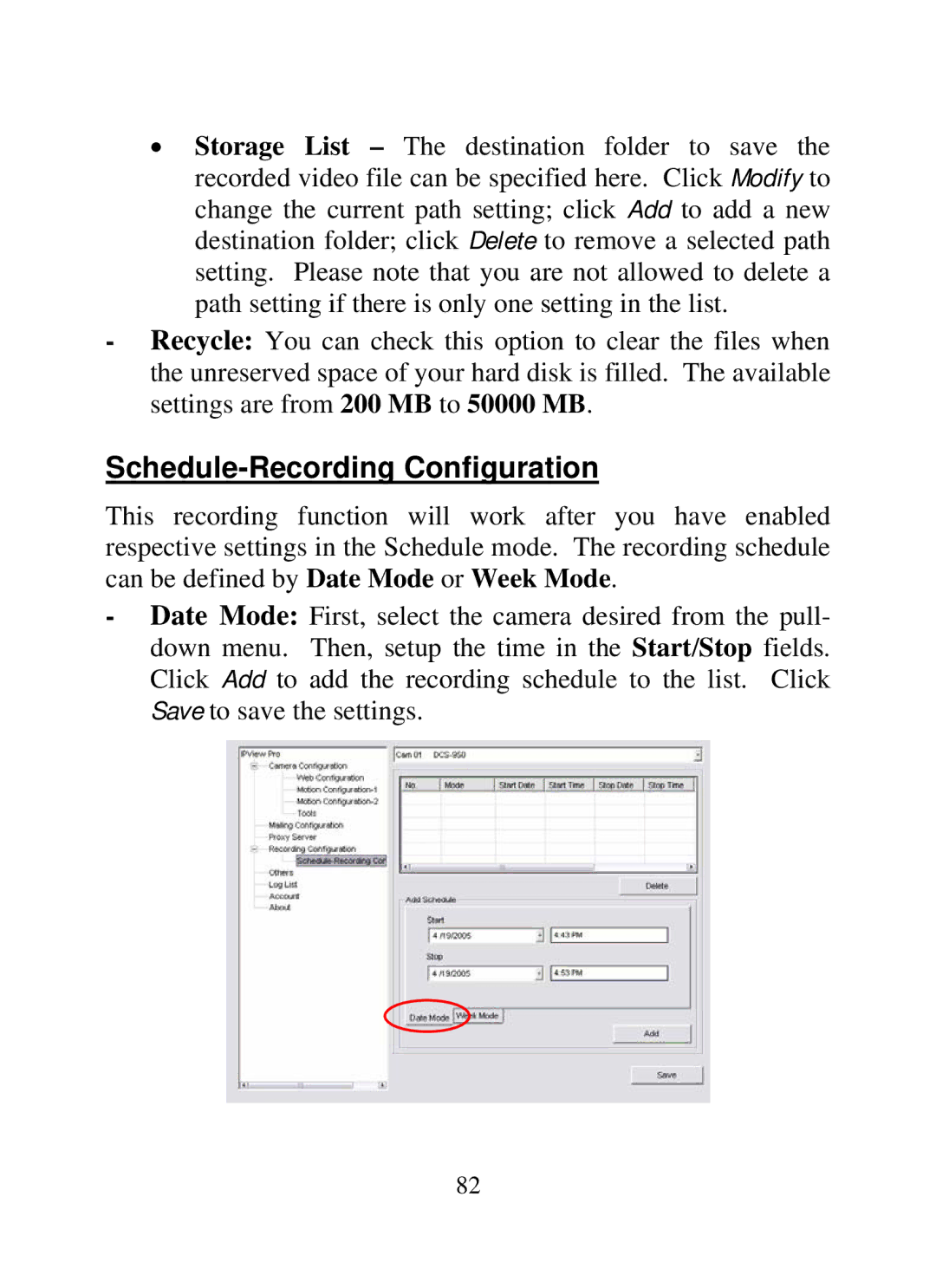 SMC Networks SMCWIPCAM-G manual Schedule-Recording Configuration 