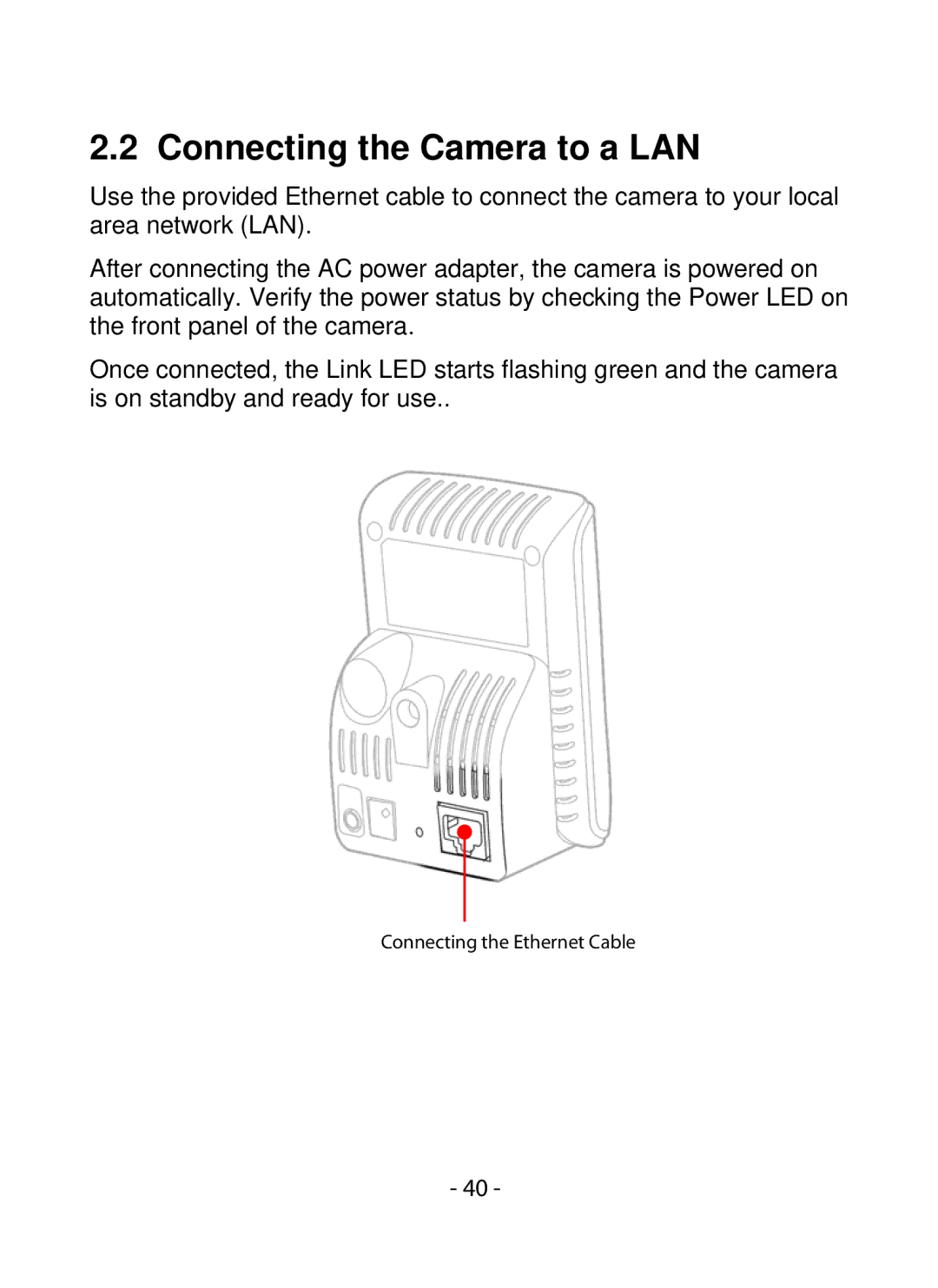 SMC Networks SMCWIPCFN-G2 manual Connecting the Camera to a LAN 