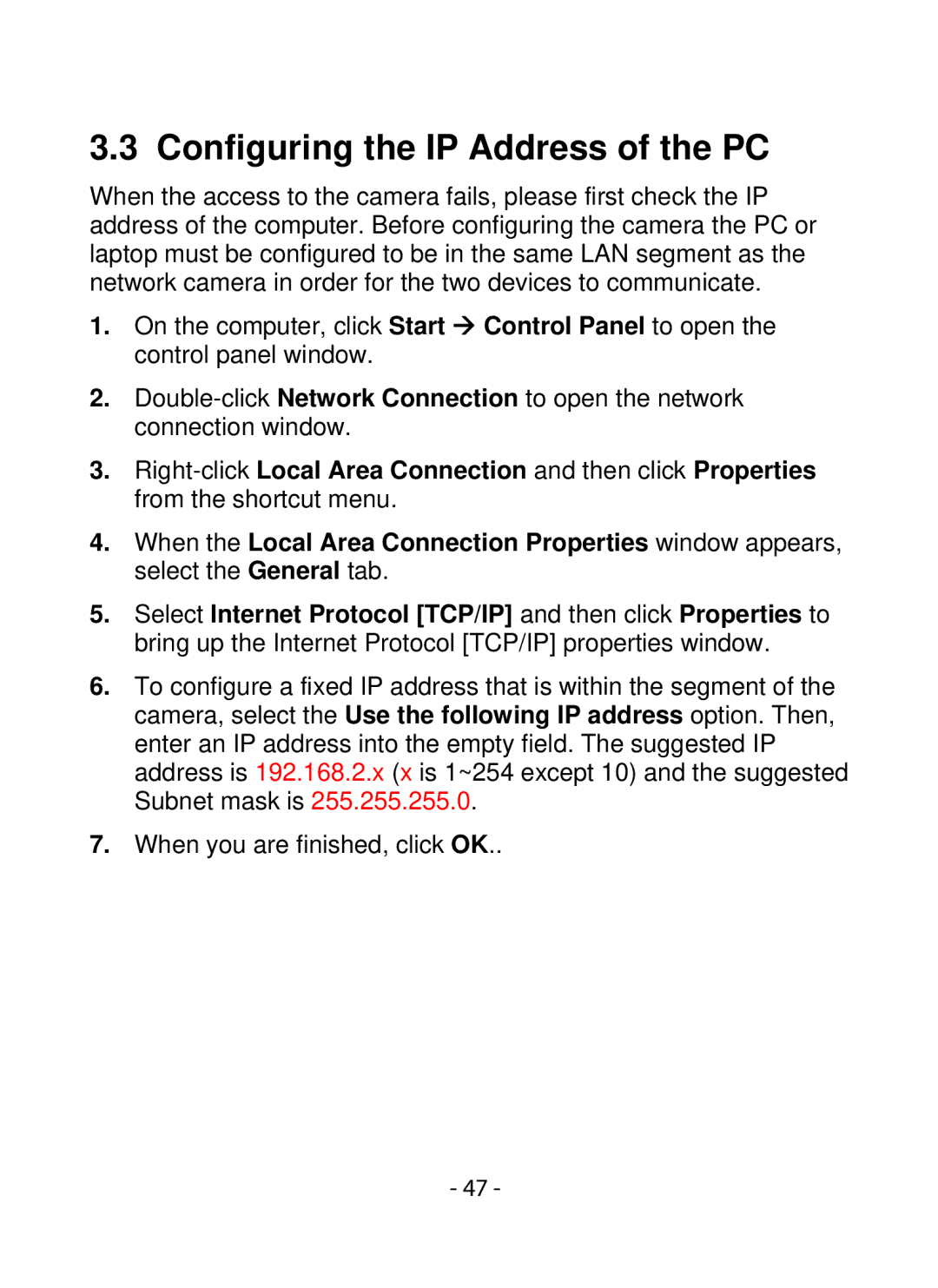 SMC Networks SMCWIPCFN-G2 manual Configuring the IP Address of the PC 