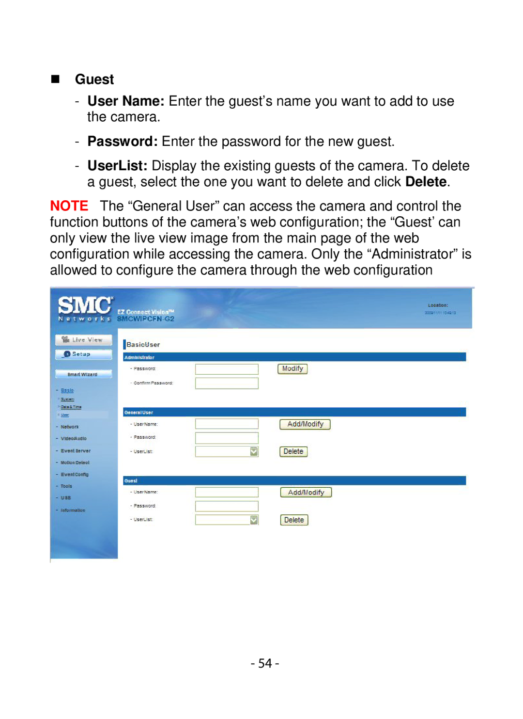 SMC Networks SMCWIPCFN-G2 manual „ Guest 