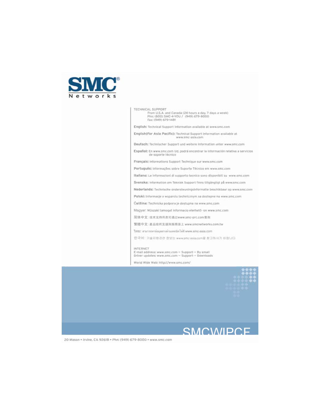 SMC Networks SMCWIPCFN-G2 manual Smcwipcf 