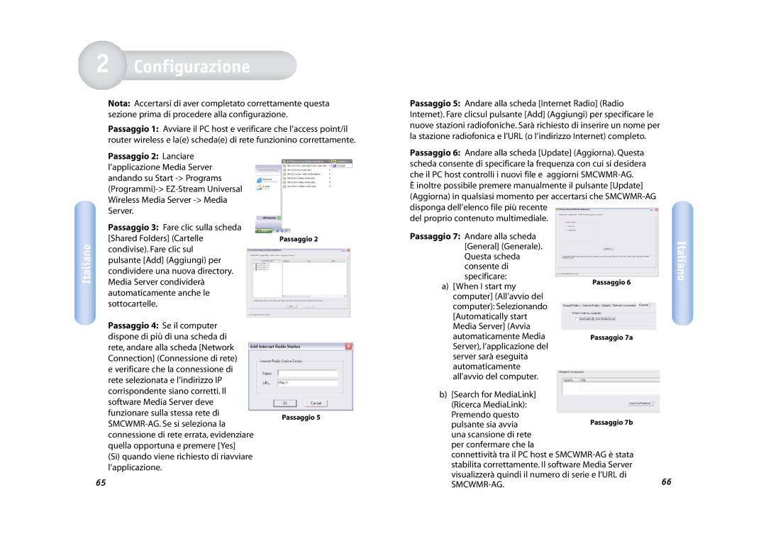 SMC Networks SMCWMR-AG manual Configurazione, Introduzione, Shared Folders Cartelle 