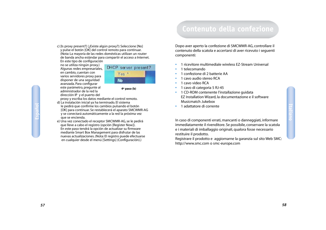 SMC Networks SMCWMR-AG manual Contenuto della confezione, Italiano, Español 