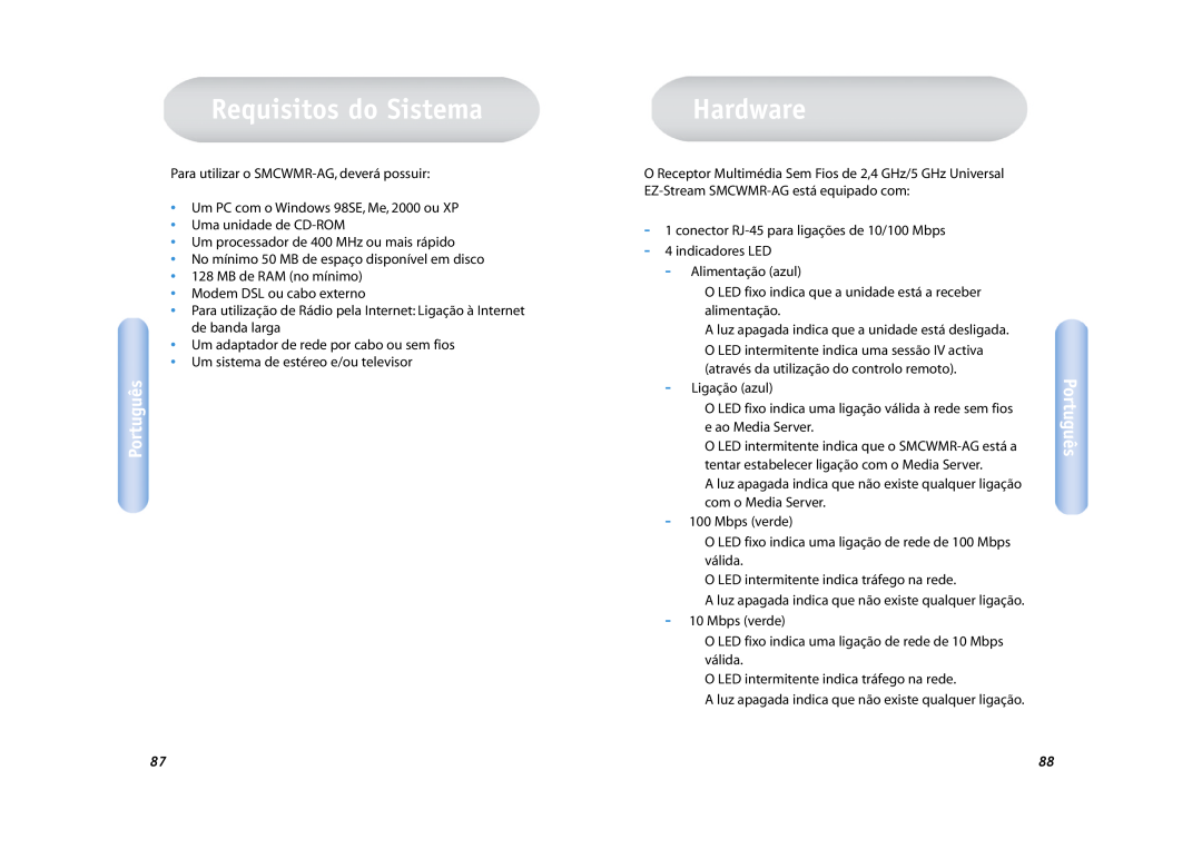 SMC Networks SMCWMR-AG manual Requisitos do Sistema, Hardware, Português 
