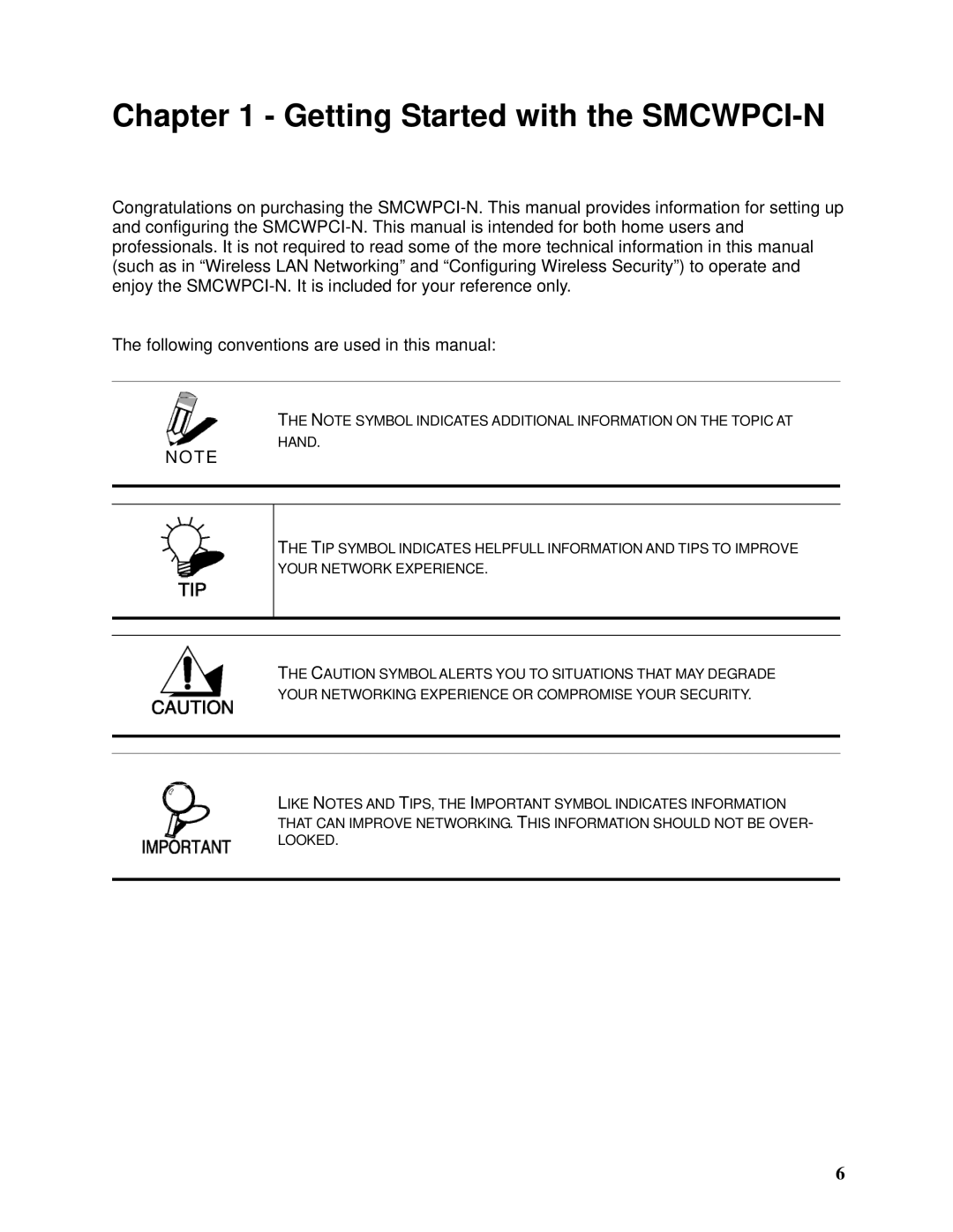 SMC Networks manual Getting Started with the SMCWPCI-N 