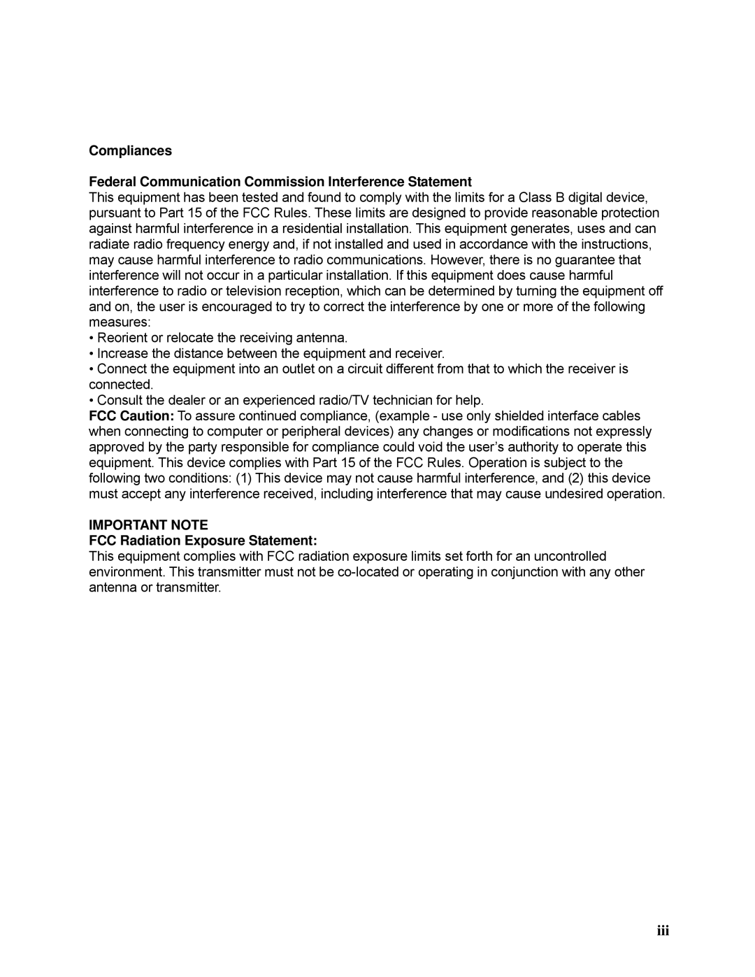 SMC Networks SMCWPCI-N2 manual Important Note, FCC Radiation Exposure Statement 