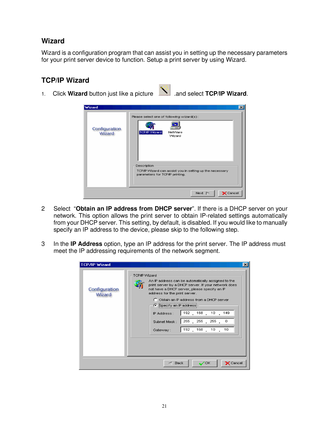 SMC Networks SMCWPS-G manual TCP/IP Wizard 