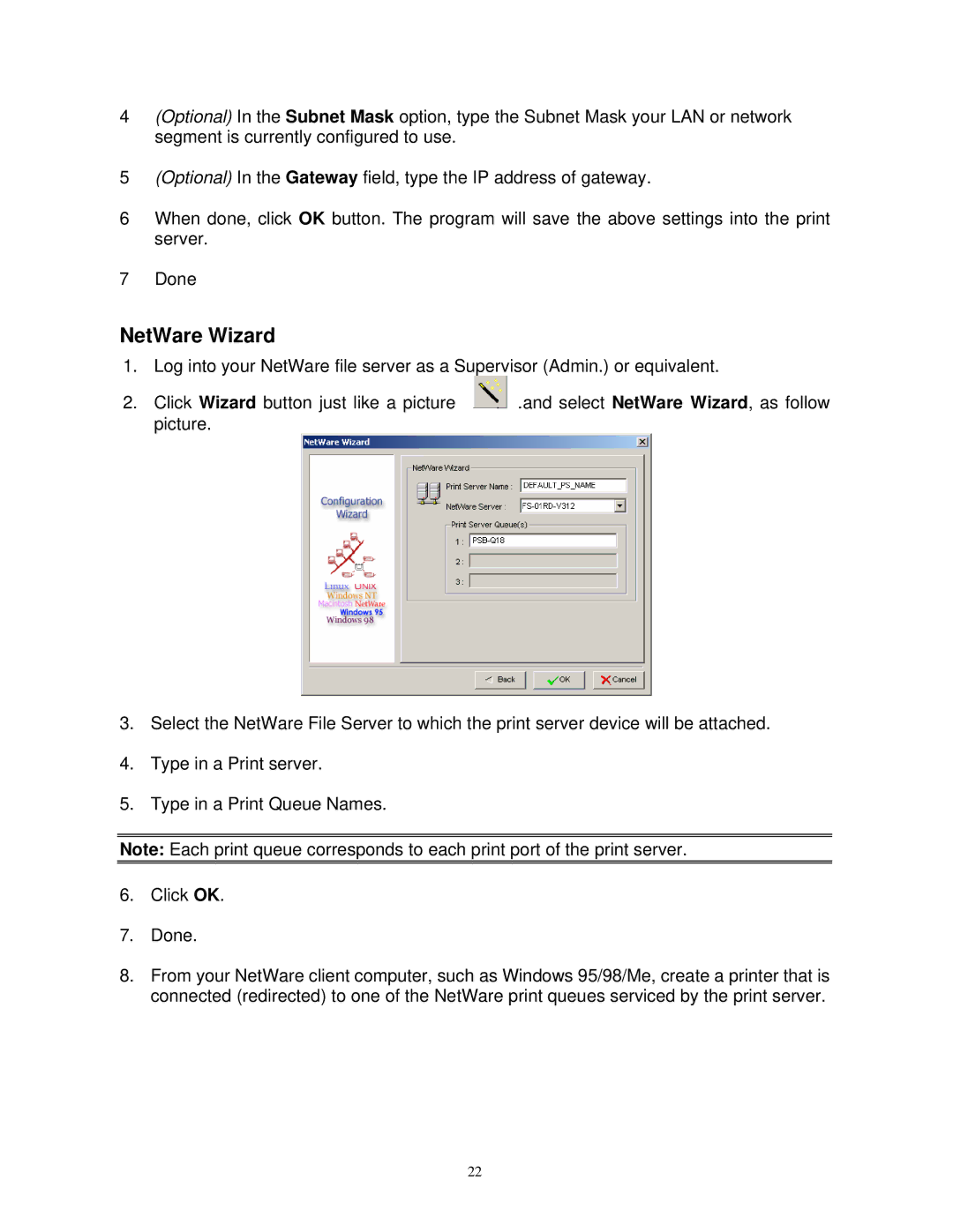 SMC Networks SMCWPS-G manual NetWare Wizard 