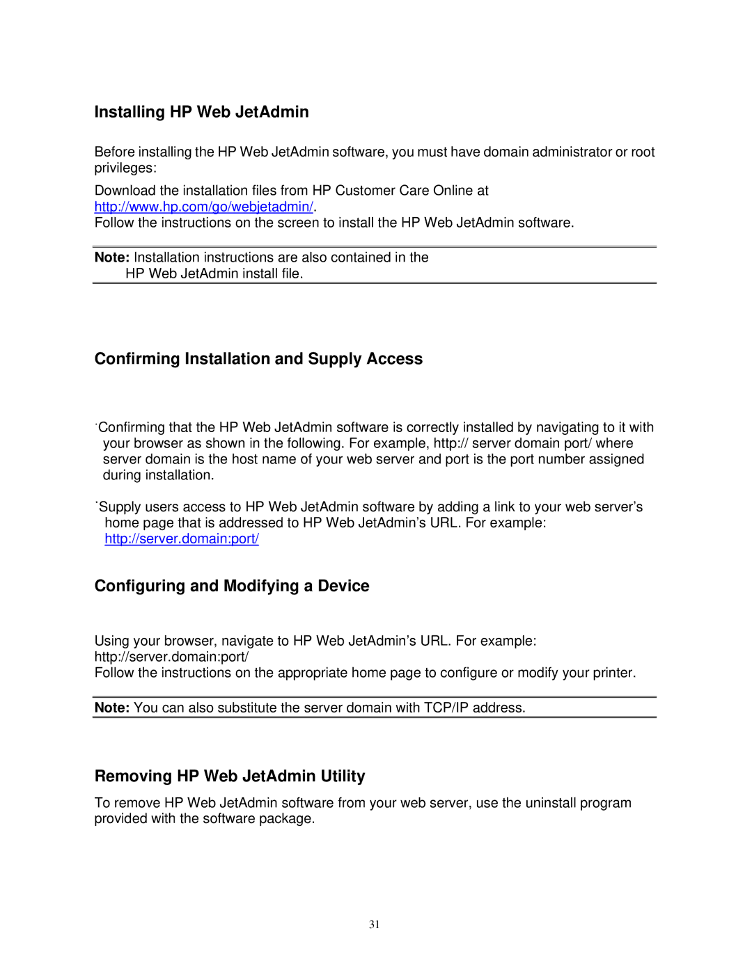 SMC Networks SMCWPS-G manual Installing HP Web JetAdmin, Confirming Installation and Supply Access 