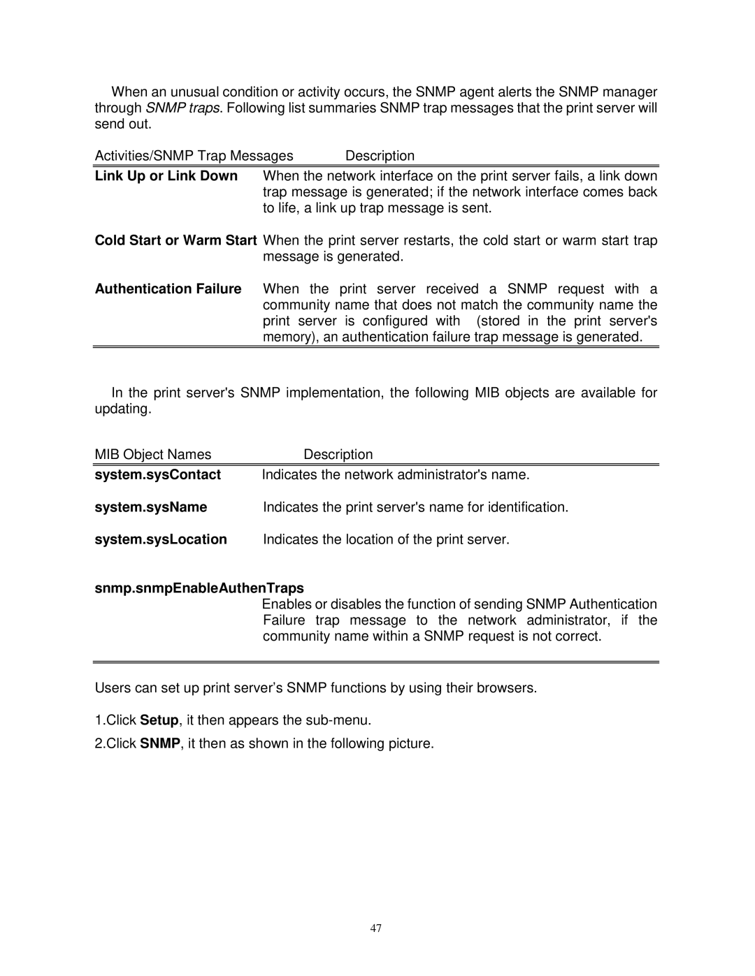 SMC Networks SMCWPS-G manual System.sysContact, System.sysName, System.sysLocation, Snmp.snmpEnableAuthenTraps 