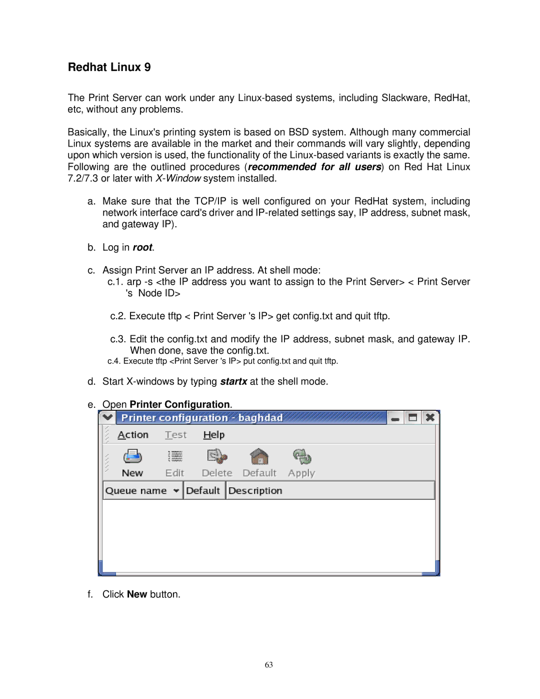 SMC Networks SMCWPS-G manual Redhat Linux, Open Printer Configuration 