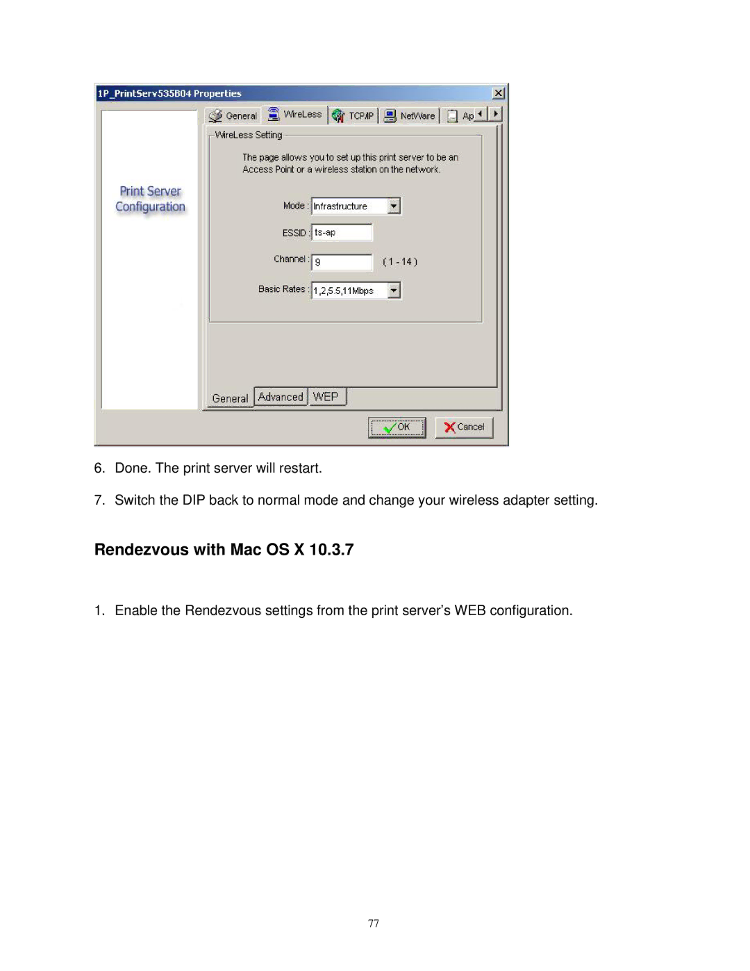 SMC Networks SMCWPS-G manual Rendezvous with Mac OS X 