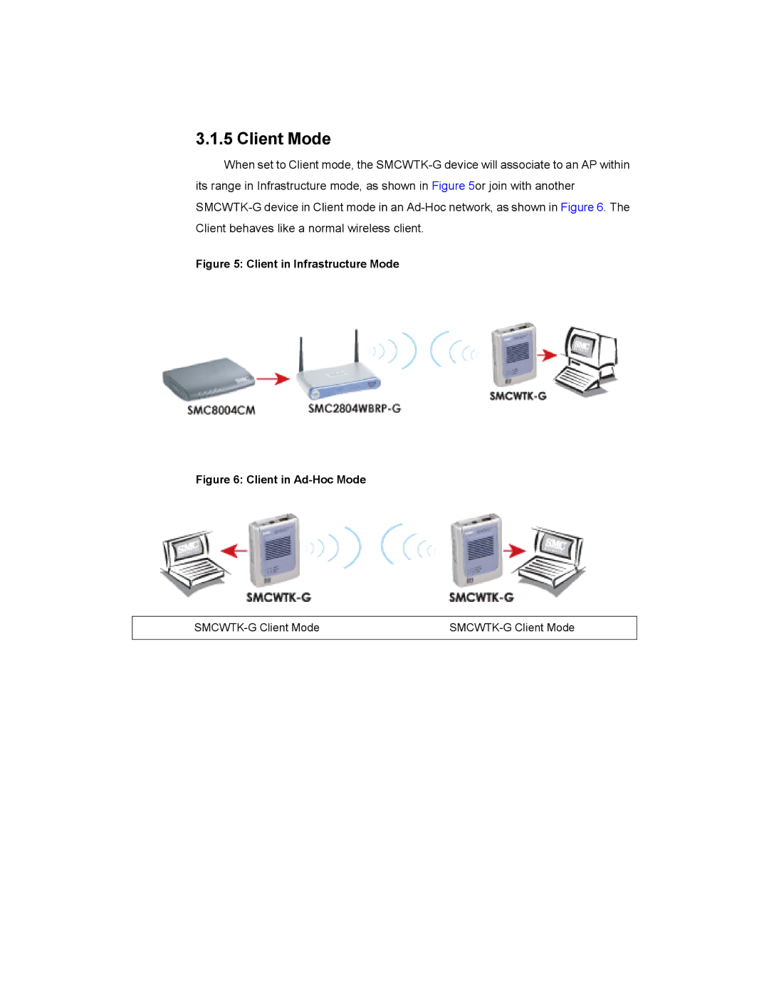 SMC Networks SMCWTK-G manual Client Mode, Client in Infrastructure Mode 