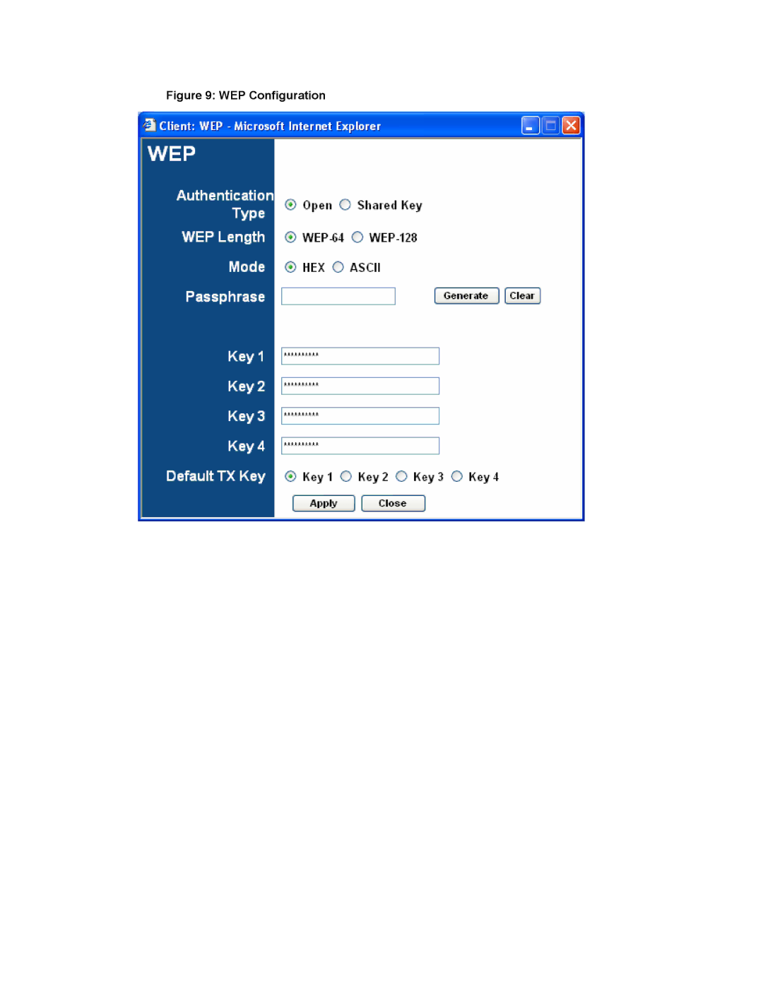 SMC Networks SMCWTK-G manual WEP Configuration 