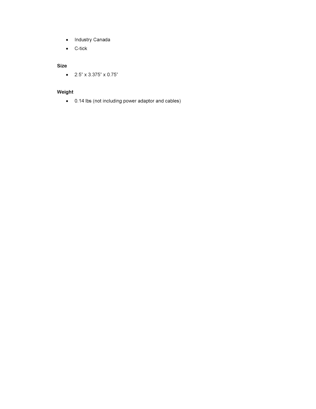 SMC Networks SMCWTK-G manual Size, Weight 