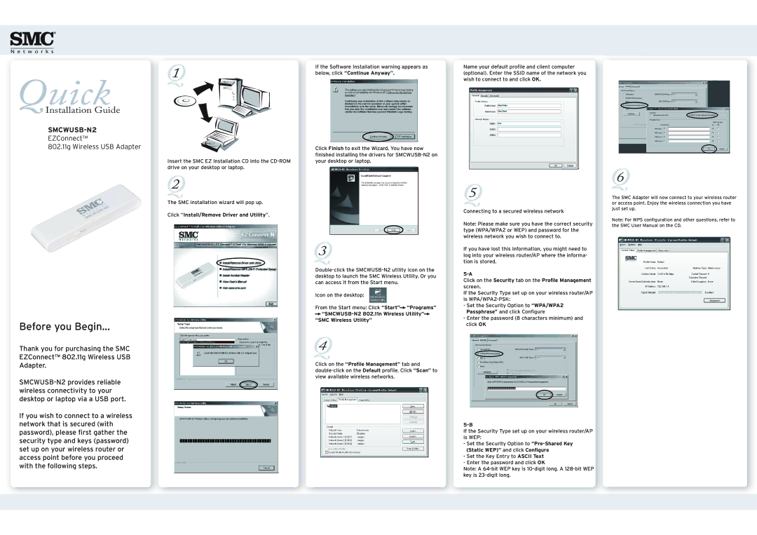 SMC Networks SMCWUSB-N2 user manual Click Install/Remove Driver and Utility 