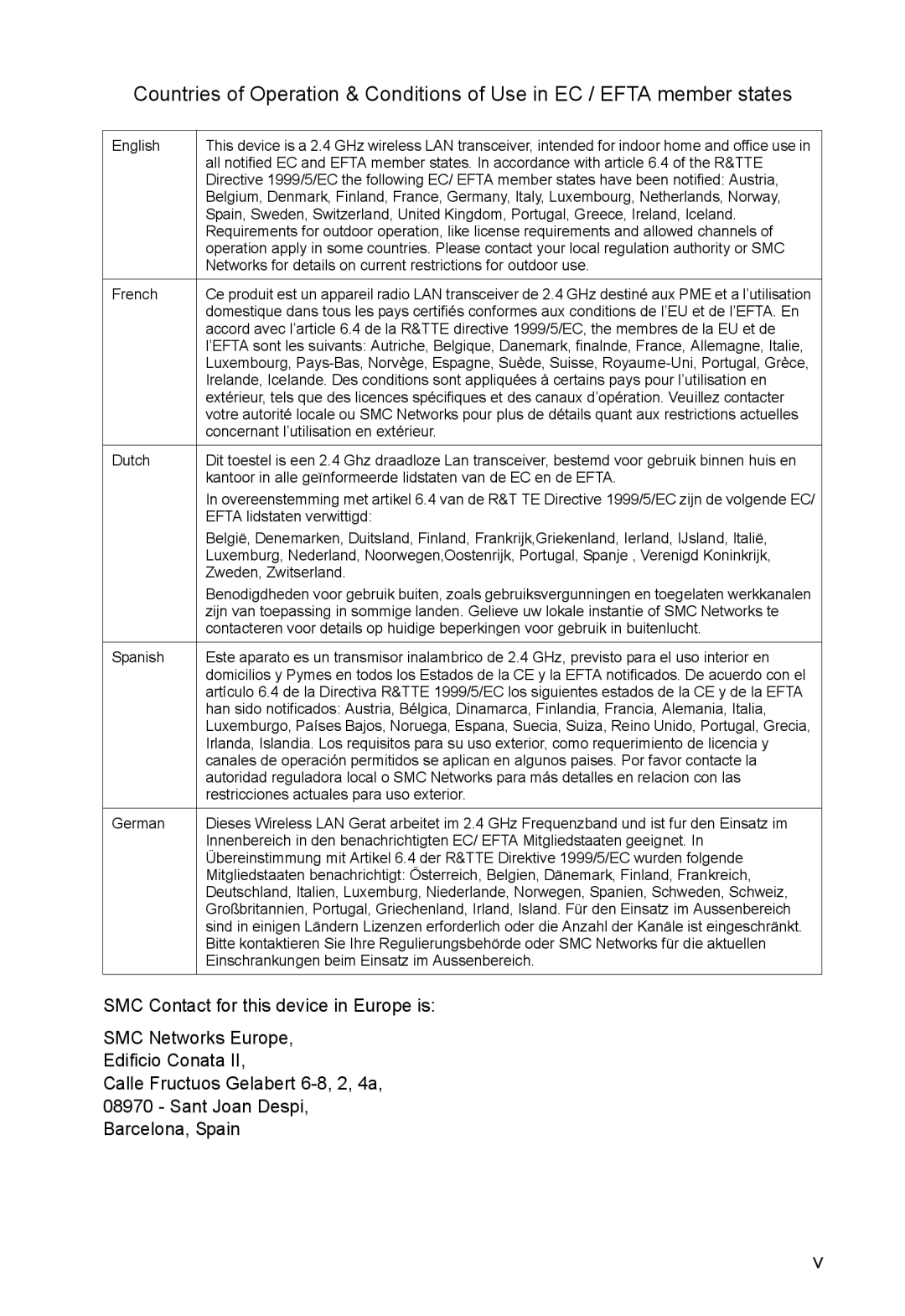 SMC Networks SMCWUSBS-N manual Networks for details on current restrictions for outdoor use 