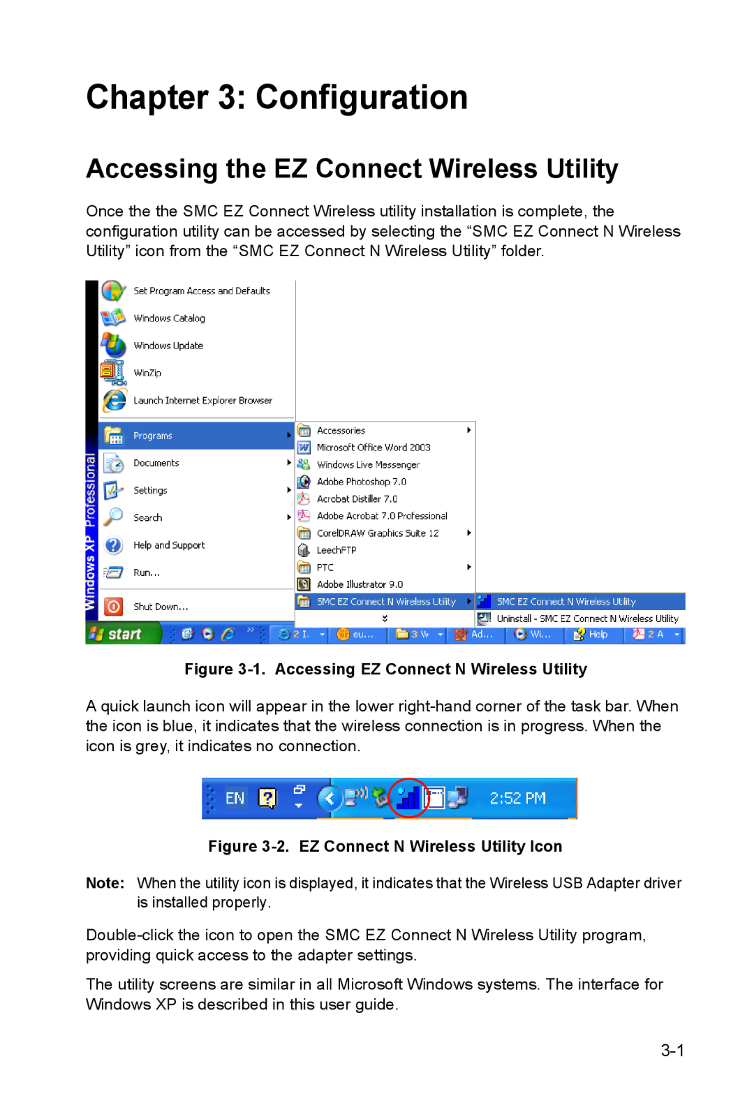 SMC Networks SMCWUSBS-N manual Configuration, Accessing the EZ Connect Wireless Utility 