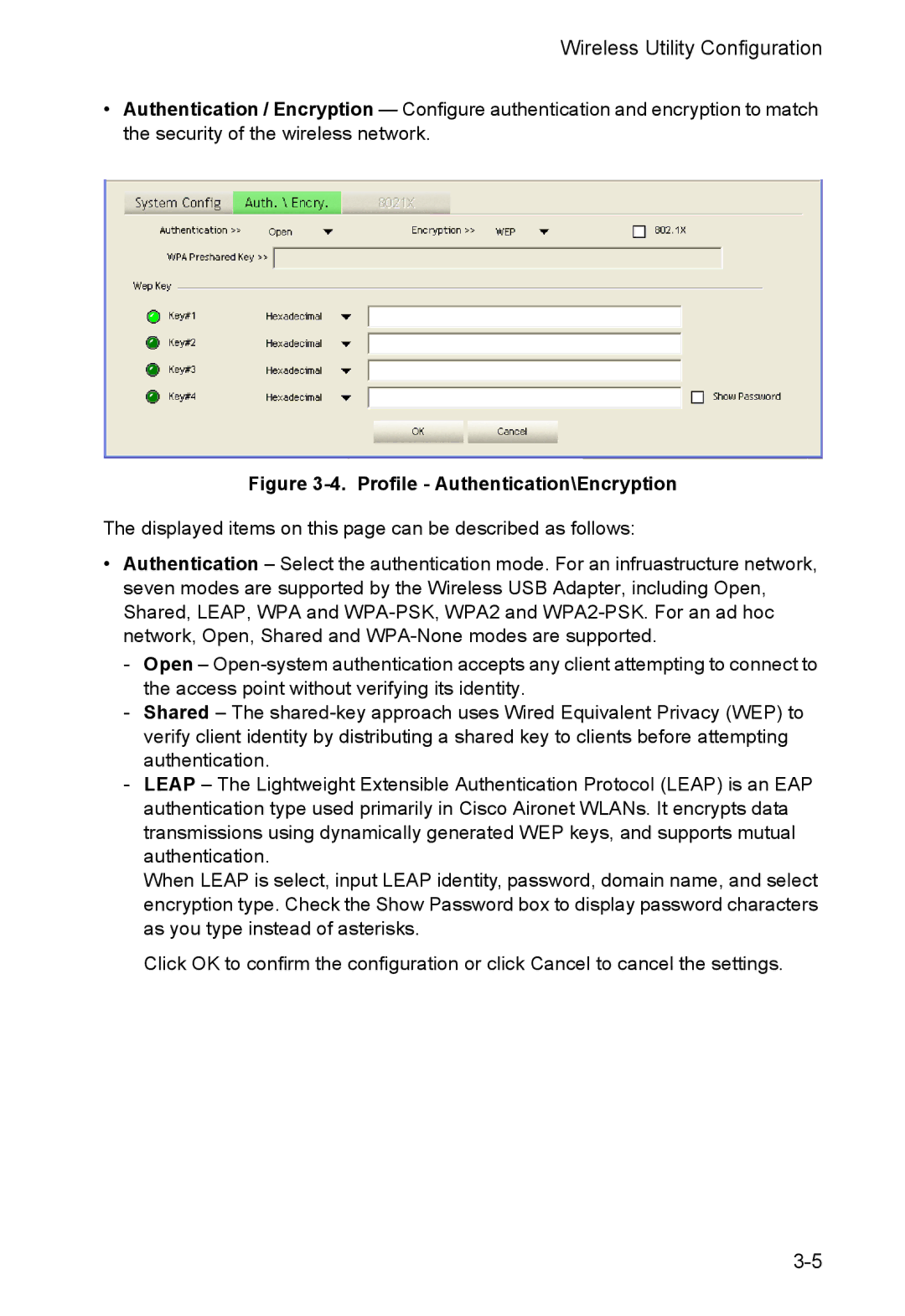 SMC Networks SMCWUSBS-N manual Profile Authentication\Encryption 