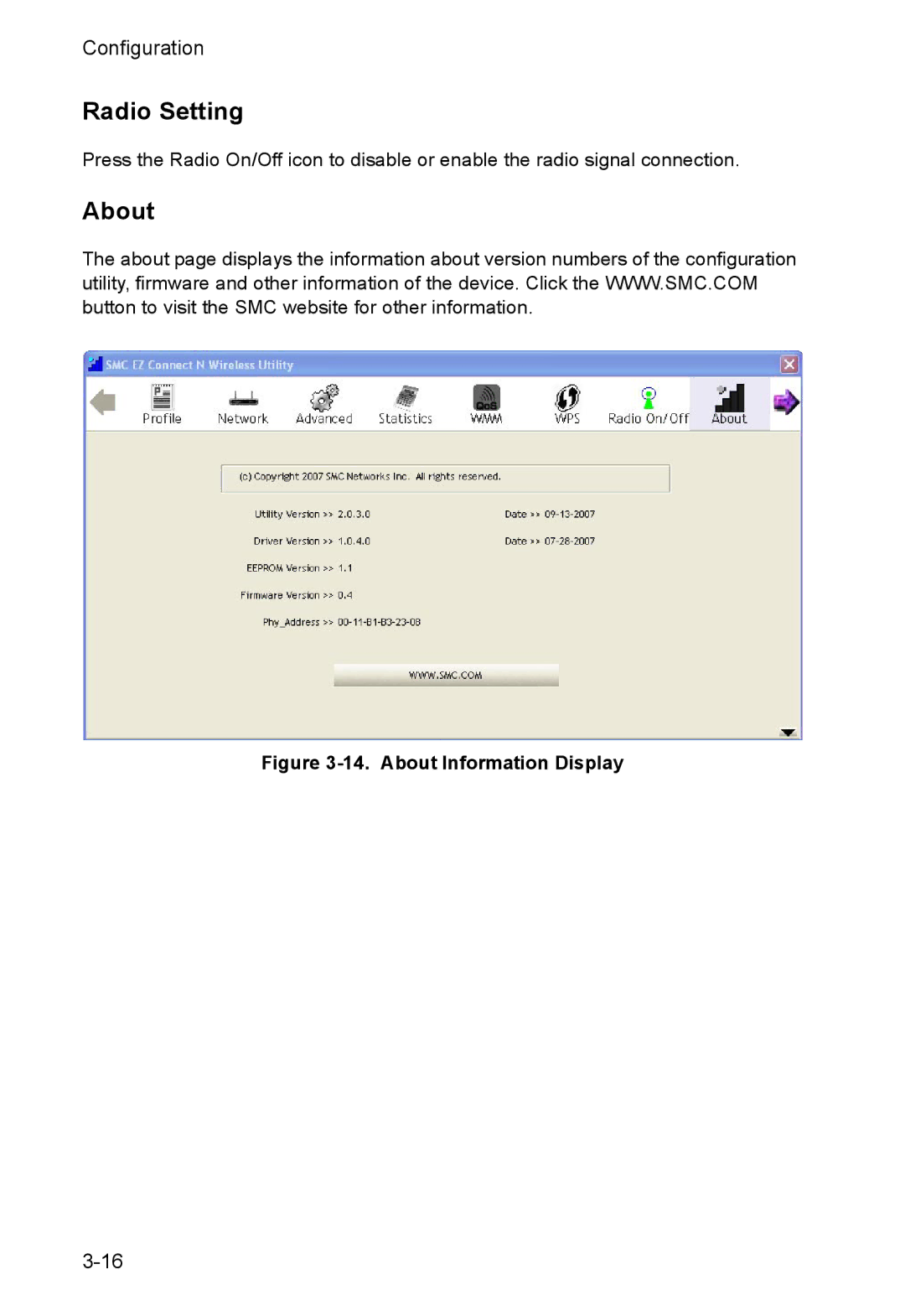 SMC Networks SMCWUSBS-N manual Radio Setting, About 