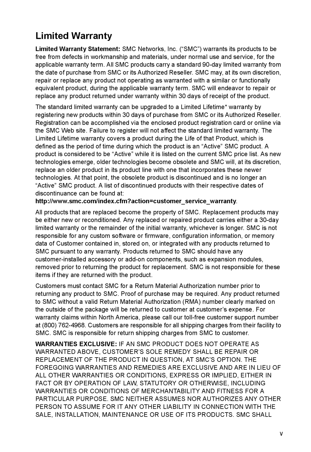 SMC Networks SMCWUSBS-N manual Limited Warranty 