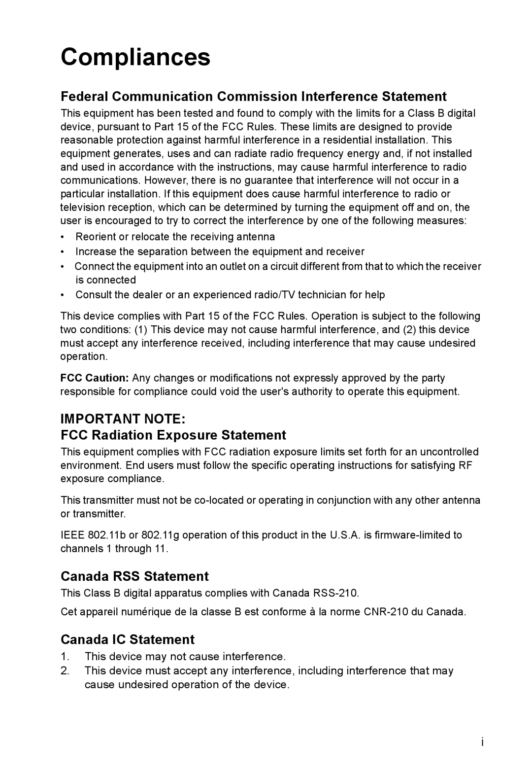 SMC Networks SMCWUSBS-N manual Compliances, Federal Communication Commission Interference Statement 