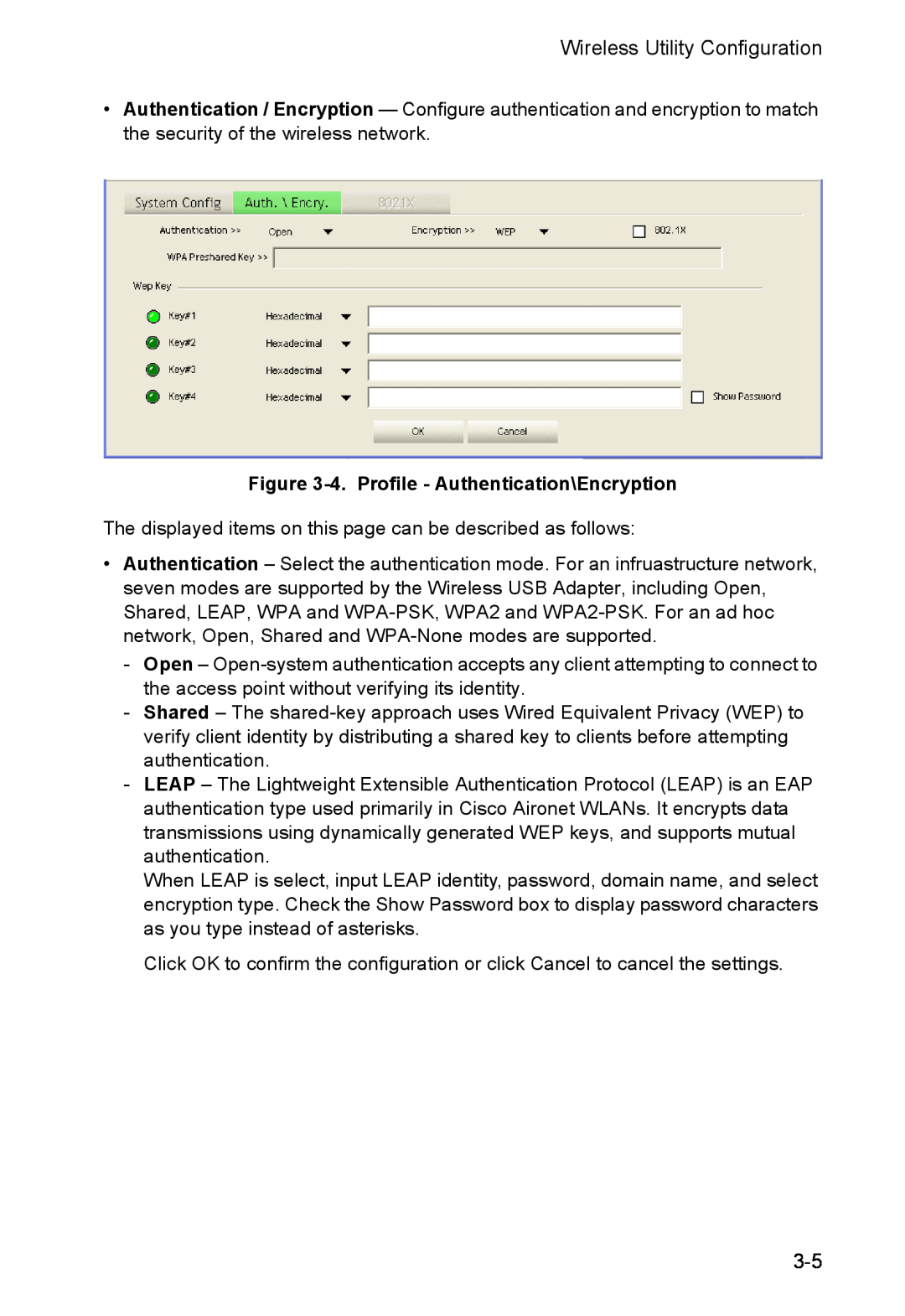 SMC Networks SMCWUSBS-N manual 4. Profile - Authentication\Encryption 