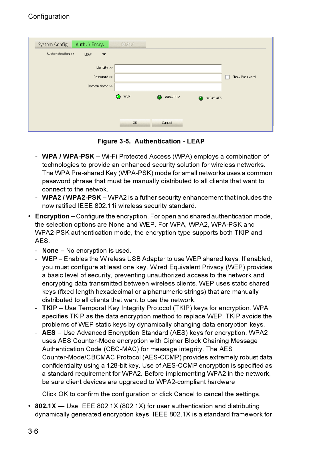 SMC Networks SMCWUSBS-N manual Configuration, 5. Authentication - LEAP 