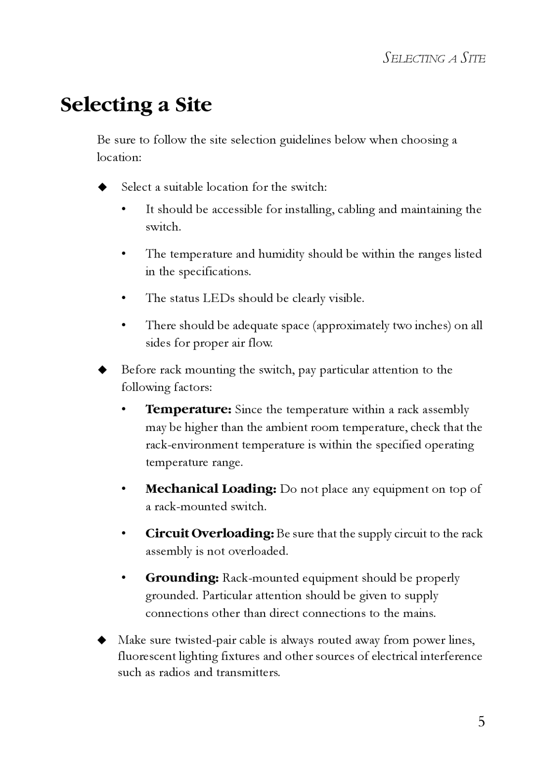 SMC Networks ST40 manual Selecting a Site 