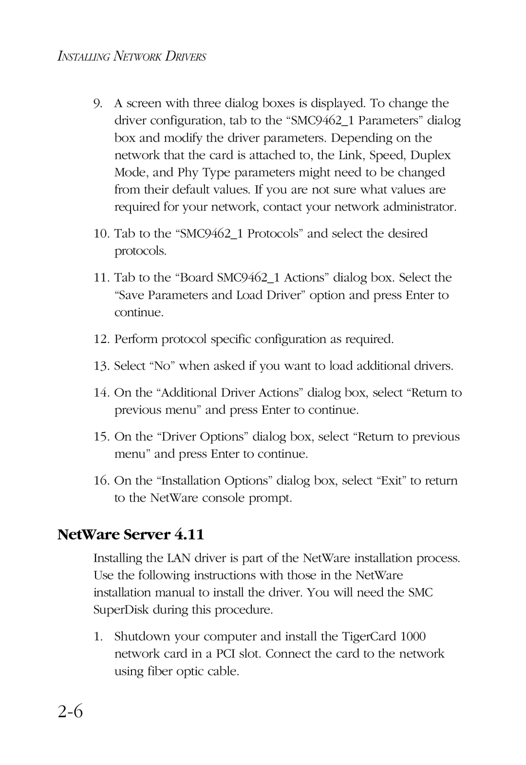 SMC Networks TigerCard 1000 manual NetWare Server 