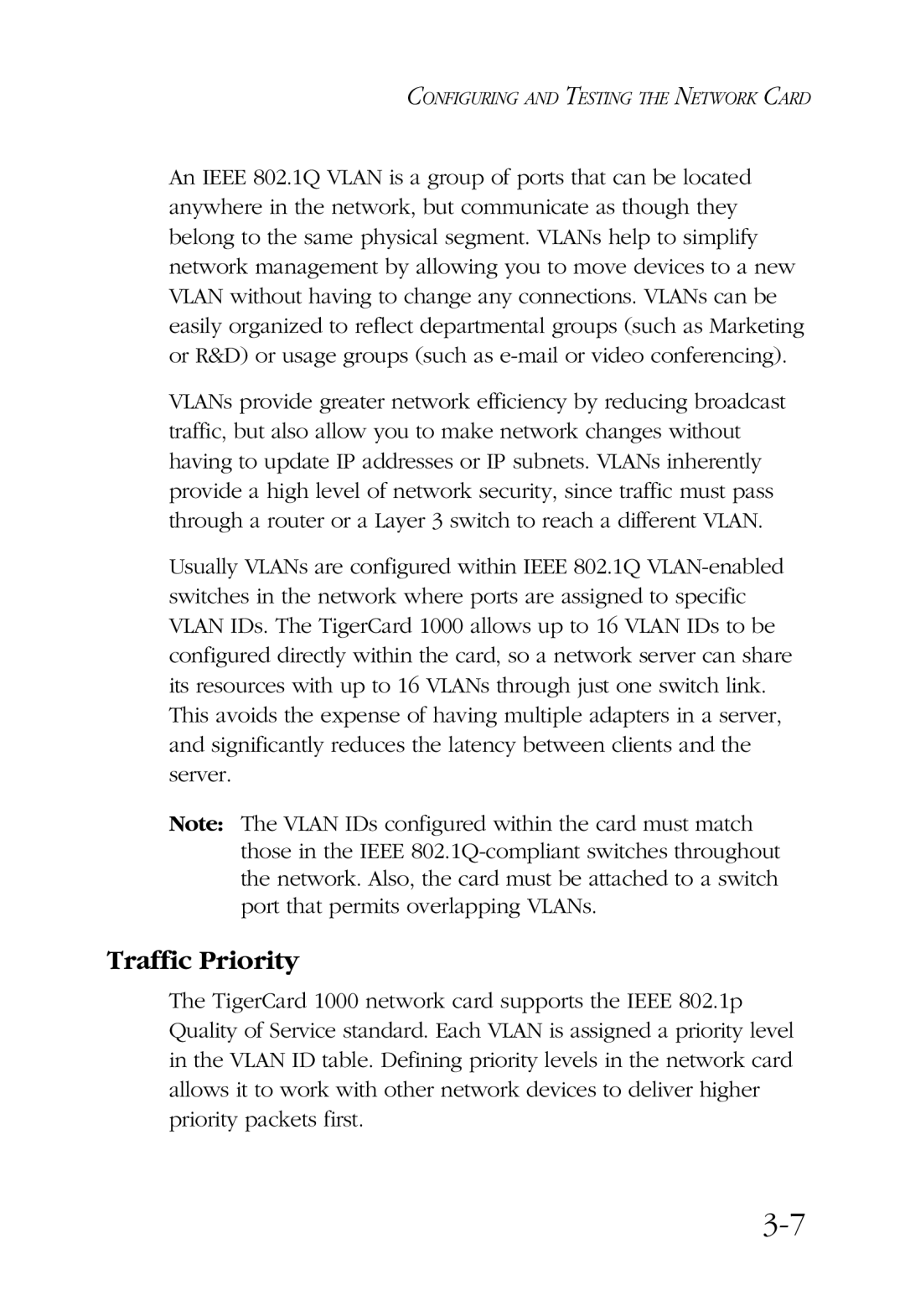 SMC Networks TigerCard 1000 manual Traffic Priority 