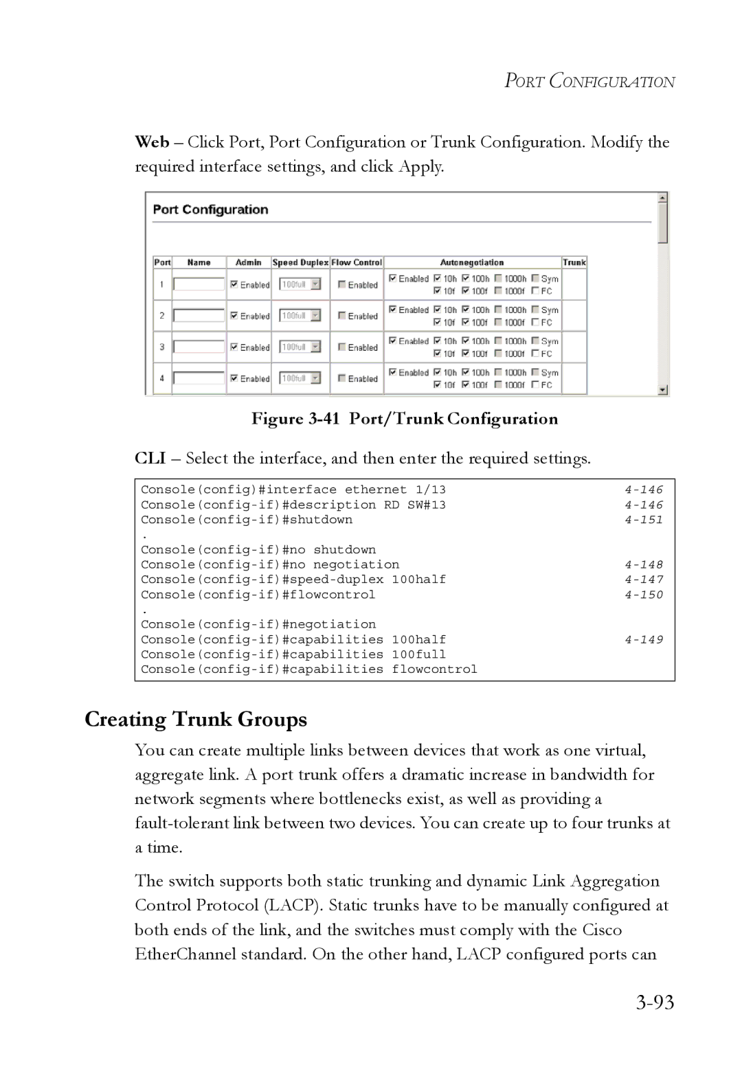 SMC Networks TigerSwitch manual Creating Trunk Groups, Port/Trunk Configuration 